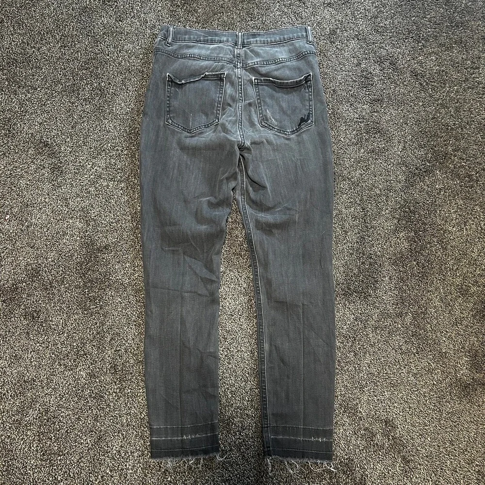 Express Jeans Skinny Womens 8R Gray Good Distressed Knee Raw Hem Faded Denim